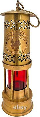 11 Antique Vintage Style Brass Miner Red Lamp Ship oil Lantern Home Decor 2 Pcs