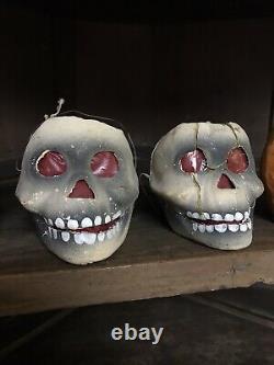 12 Early Antique Halloween Pressed Paper Mache Lantern Pumpkin Devil Skull Real