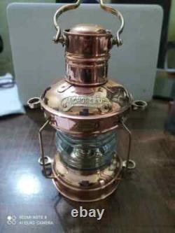 14 Copper & Brass Anchor Antique Oil Lamp Maritime Ship Lantern Boat Light