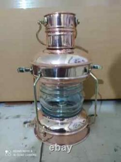 14 Copper & Brass Anchor Antique Oil Lamp Maritime Ship Lantern Boat Light