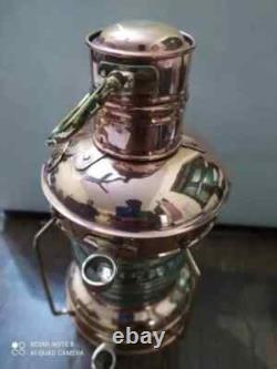 14 Copper & Brass Anchor Antique Oil Lamp Maritime Ship Lantern Boat Light