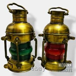 15 Antique Combo Oil Ship Lantern Nautical Brass Red Port Lantern LAMP Maritime