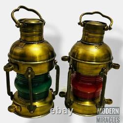 15 Antique Combo Oil Ship Lantern Nautical Brass Red Port Lantern LAMP Maritime