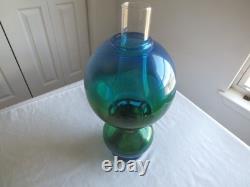 16.5 Risdon kerosene oil flash glass blue green hurricane lantern antique vtg