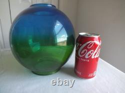 16.5 Risdon kerosene oil flash glass blue green hurricane lantern antique vtg