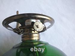16.5 Risdon kerosene oil flash glass blue green hurricane lantern antique vtg