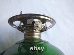 16.5 Risdon kerosene oil flash glass blue green hurricane lantern antique vtg