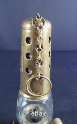 1860's Patented Fancy Brass Skater's Kerosene Oil Lantern with Chain & Finger-hold