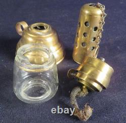 1860's Patented Fancy Brass Skater's Kerosene Oil Lantern with Chain & Finger-hold