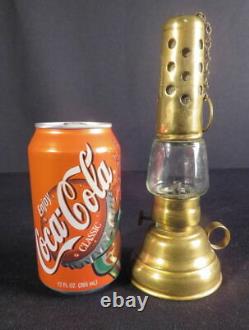 1860's Patented Fancy Brass Skater's Kerosene Oil Lantern with Chain & Finger-hold