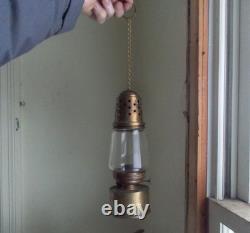 1880s ORIGINAL BRASS HURRICANE SKATER'S LANTERN WITH BRASS HANGER CHAIN NICE