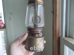 1880s ORIGINAL BRASS HURRICANE SKATER'S LANTERN WITH BRASS HANGER CHAIN NICE