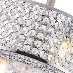 18 Flush Mount Ceiling Fan Light Bladeless Crystal LED Chandelier withRemote