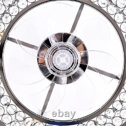 18 Flush Mount Ceiling Fan Light Bladeless Crystal LED Chandelier withRemote