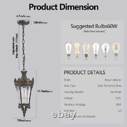 18(H) Antique Crown Outdoor Hanging Lantern, Waterproof Vintage Pendant Light w
