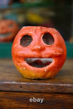 1920s Antique Vintage Halloween Paper Mache Pumpkin Jack-o-Lantern RARE Face 1920s Antique Vintage Halloween Paper Mache Pumpkin Jack-o-Lantern RARE Face