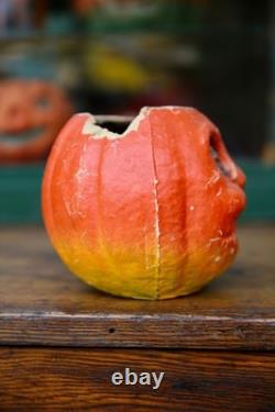 1920s Antique Vintage Halloween Paper Mache Pumpkin Jack-o-Lantern RARE Face 1920s Antique Vintage Halloween Paper Mache Pumpkin Jack-o-Lantern RARE Face