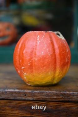 1920s Antique Vintage Halloween Paper Mache Pumpkin Jack-o-Lantern RARE Face