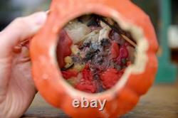 1920s Antique Vintage Halloween Paper Mache Pumpkin Jack-o-Lantern RARE Face