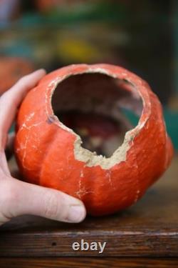 1920s Antique Vintage Halloween Paper Mache Pumpkin Jack-o-Lantern RARE Face