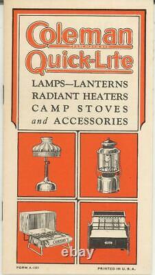 1928 COLEMAN QUICK-LITE CATALOG + DEALER PRICE LIST VG Lamps Lanterns Stoves