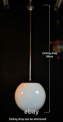 1940s large art deco School House Globe light pendent monk cap fitting lantern