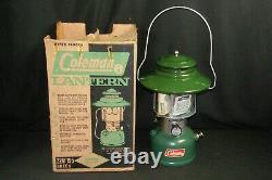 1965 Vintage Camping Coleman Lantern Big Hat 228F Double Mantle Green NOS