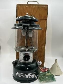 1990 Coleman Powerhouse 290A700 Gas Lantern, Wood Case, Silk Mantles