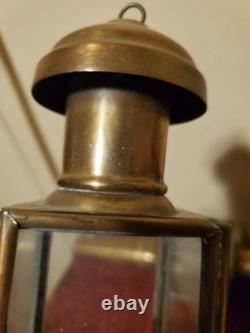 19th century antique carriage lanterns lamps set of 2, Brass & Glass, vintage