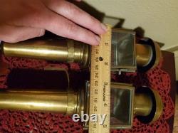 19th century antique carriage lanterns lamps set of 2, Brass & Glass, vintage