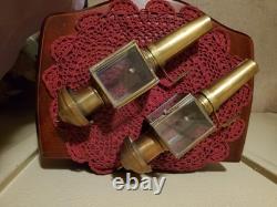 19th century antique carriage lanterns lamps set of 2, Brass & Glass, vintage
