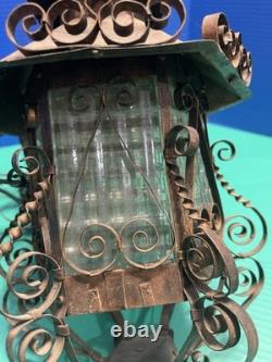 20th Century Spanish Revival hanging lanterns ornate design ornate lanterns pair