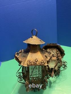 20th Century Spanish Revival hanging lanterns ornate design ornate lanterns pair