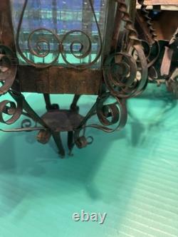 20th Century Spanish Revival hanging lanterns ornate design ornate lanterns pair