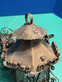 20th Century Spanish Revival hanging lanterns ornate design ornate lanterns pair