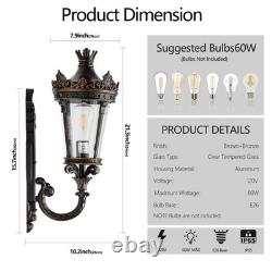 21 Vintage Outdoor Porch Wall Light Antique Crown Sconce Glass Lantern Fixture
