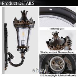 21 Vintage Outdoor Porch Wall Light Antique Crown Sconce Glass Lantern Fixture