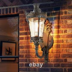21 Vintage Outdoor Porch Wall Light Antique Crown Sconce Glass Lantern Fixture