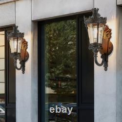 21 Vintage Outdoor Porch Wall Light Antique Crown Sconce Glass Lantern Fixture