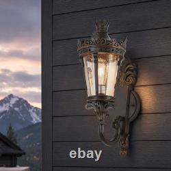21 Vintage Outdoor Porch Wall Light Antique Crown Sconce Glass Lantern Fixture