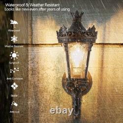 21 Vintage Outdoor Porch Wall Light Antique Crown Sconce Glass Lantern Fixture