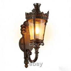 21 Vintage Outdoor Porch Wall Light Antique Crown Sconce Glass Lantern Fixture