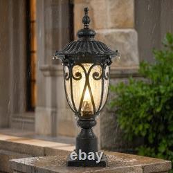23'' Vintage Outdoor Lamp Post Pole Light LED Pier Mount Antique Bronze Fixture