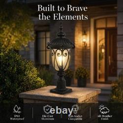 23'' Vintage Outdoor Lamp Post Pole Light LED Pier Mount Antique Bronze Fixture
