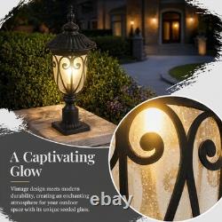 23'' Vintage Outdoor Lamp Post Pole Light LED Pier Mount Antique Bronze Fixture