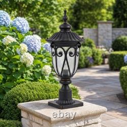 23'' Vintage Outdoor Lamp Post Pole Light LED Pier Mount Antique Bronze Fixture