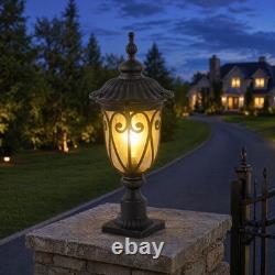 23'' Vintage Outdoor Lamp Post Pole Light LED Pier Mount Antique Bronze Fixture