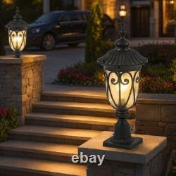 23'' Vintage Outdoor Lamp Post Pole Light LED Pier Mount Antique Bronze Fixture