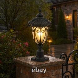 23'' Vintage Outdoor Lamp Post Pole Light LED Pier Mount Antique Bronze Fixture