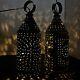 2 Antique Primitive Hand Punched Tin Lantern Paul Revere Hanging Pendant Light